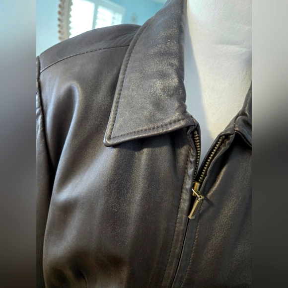 Croft & Barrow Lambskin leather mid length Brown zip front Women's Size XL - Picture 4 of 10